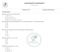 Free Worksheets For Cbse Grade 7