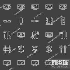Tv Line Icons Vector Set Of Flat