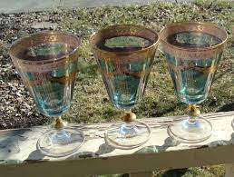 Mano Italy Gold Etched Wine Glasses Set