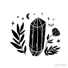 Spirituality Crystal Logo Moon Flower