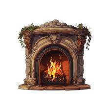Vector Cartoon Fireplace Isolated