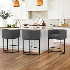 Dark Gray And Black Low Back Bar Stool