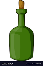 Retro Green Wine Bottle Icon Cartoon