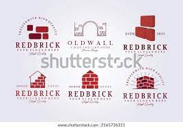 Set Brick Wall Bricklayer Logo Icon