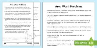 Area Word Problems Worksheet Year 3 6