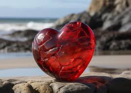 Red Heart Shaped Glass Sculpture