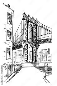 vector sketch of brooklyn bridge in new