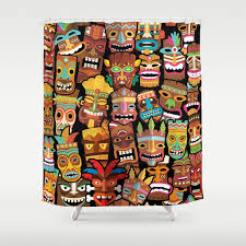 Tiki Pattern Shower Curtain By