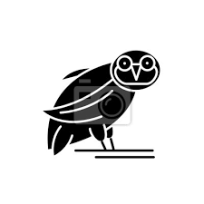 Owl Black Icon Concept Vector Sign On