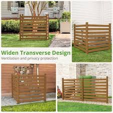 38 W X 46 H Teak Brown Outdoor No Dig Fence Poly Plastic Picket Fence Panel Decorative Garden Privacy Fence 4 Pack