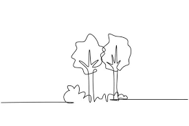 Line Drawing Of Green Trees
