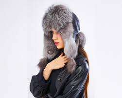 Woman Fox Hat Luxurious Silver Fox Fur