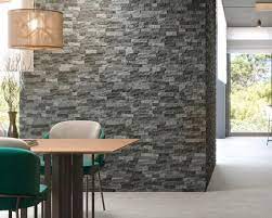 Dark Grey Split Face Stone Effect Wall