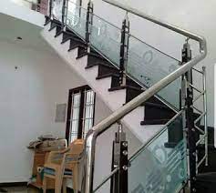Wood Glass Stairs Stainless Steel Glass
