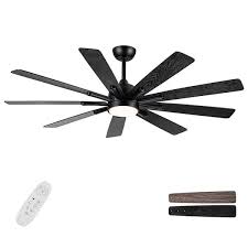 62 In Modern Integrated Led Indoor Black Dimmable Large Ceiling Fan With Remote Control Dc Motor And Reversible Blades