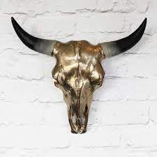 Metallic Gold Bronze Faux Cow Skull