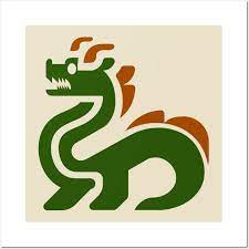 Minimalist Dragon Icon Dark Green