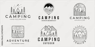 Set Of Camping Logo Line Art Simple