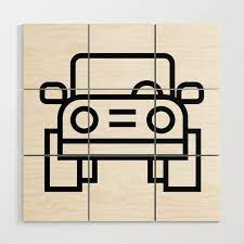 Jeep 4x4 Car Icon Front View Wood