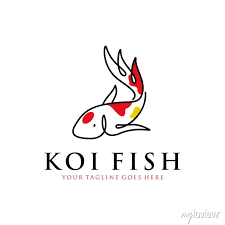 Japanese Koi Fish Logo With Line Art