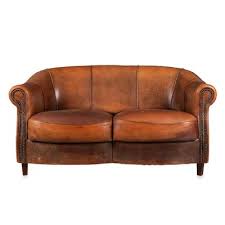 Two Seater Tan Sheepskin Leather Sofa