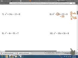 Common Core Math Solving A Quadratic