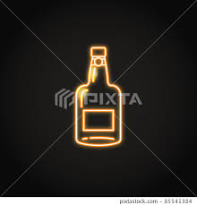 Port Wine Bottle Icon In Glowing Neon