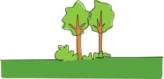 Line Drawing Of Green Trees