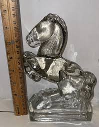 Vintage Rearing Horse Glass Bookends