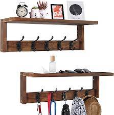 2 Pack Coat Rack Wall Mount With Shelf
