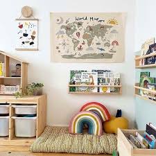 Cartoon World Map Tapestry Wall Hanging