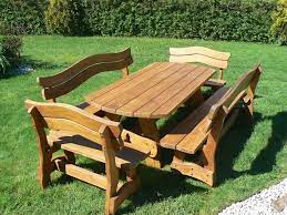 Solid Oak Table Set For Garden Patio