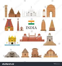 India Architecture Objects Icons Set
