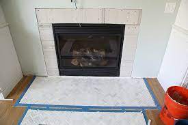 Marble Herringbone Fireplace Surround