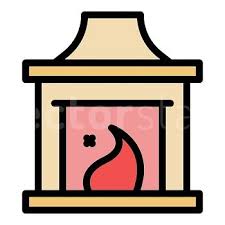 Fireplace Icon Outline Vector Wood