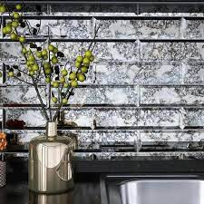 Merola Tile Re Beveled Antique Mirror 3 X 12 Glass Wall Tile Case 40 Tiles