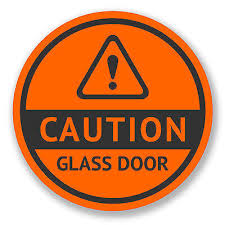 2 X 10cm Warning Caution Glass Door