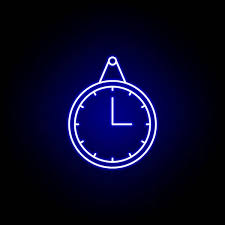 Wall Clock Time Icon In Blue Neon Style