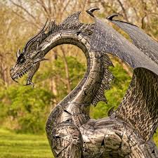 Tall Iron Large Dragon Statue Zr190858