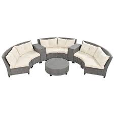 Patio Furniture Set With Beige Cushion