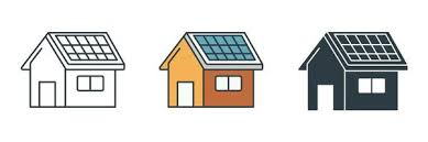 Solar Panels On House Vector Art Icons