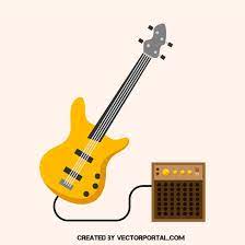 Bass Guitar With Amplifier Royalty Free