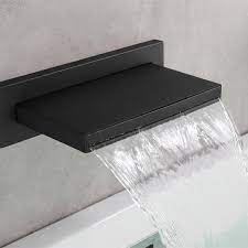 Wellfor Waterfall Tub Faucet Wall Mount Tub Filler Spout In Matte Black Matte Black Waterfall