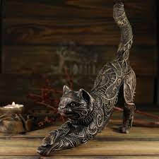 Wooden Cat Statue Bastet Cat Sculpture