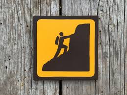 Mountain Climbing Icon Sign Handmade