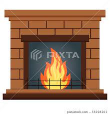 Flat Design Brick Fireplace Icon
