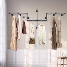 Black Iron Wall Mounted Clothes Rack