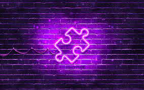 Puzzle Neon Icon Violet Background
