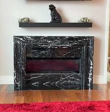Black Modern Marble Fireplace Mantel