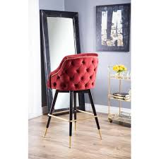 Eva Burgundy Tufted Back Bar Stool Br